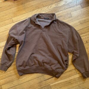 Brandy Melville Brown Archer Collared Sweatshirt